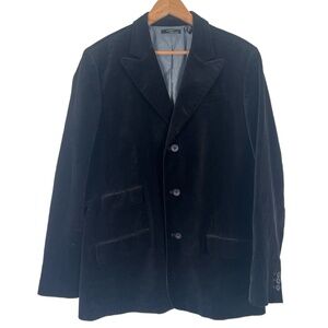 Two‎ A.M. Blazer Sport Coat Mens Large Black Velvet Elegant Dapper Formal Party